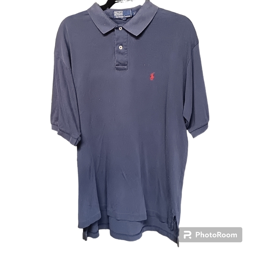 Polo Ralph Lauren Polo Shirt Mens L Black Red Logo Cotton Short Sleeve